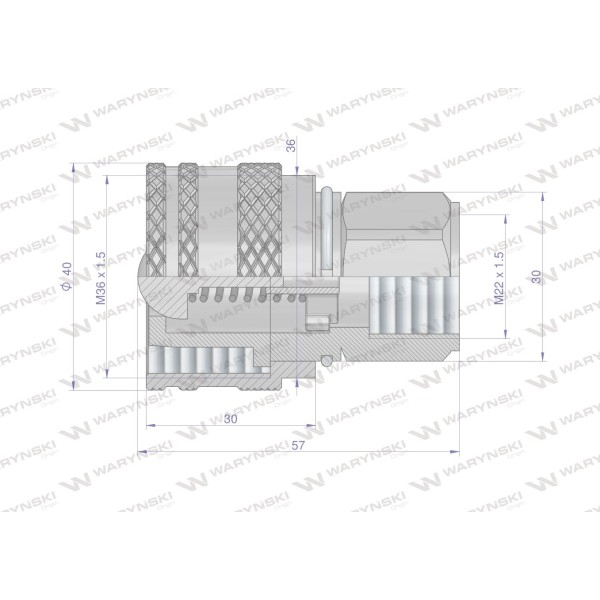 Zawór wtyczka M22x1.5 gwint wewnętrzny WRSM22WEWWT | Exvi