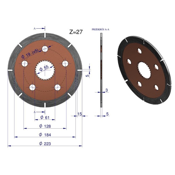 Tarcza cierna hamulca MF3/MF4 1860964M2 RM-1669474M1 | Exvi