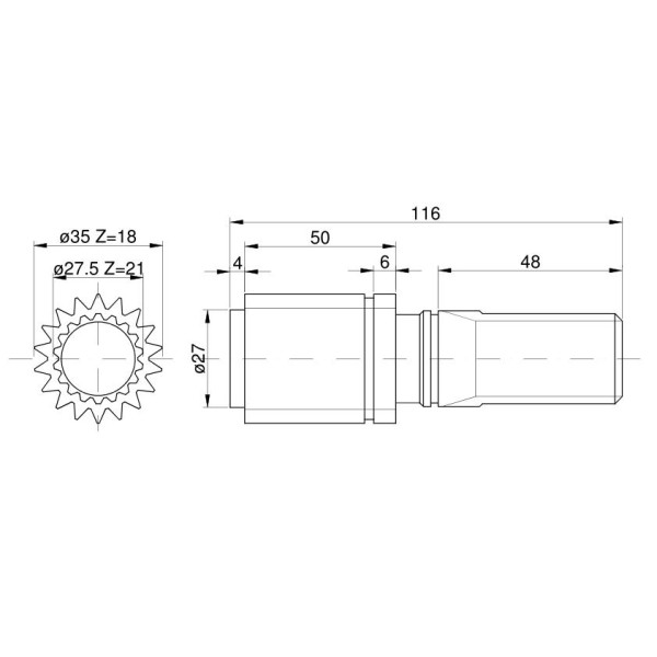 Wałek przedniej zwolnicy 18Z\21Z 81320C1 RM-81320C1 | Exvi