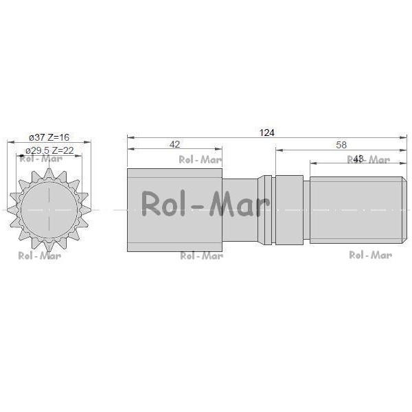 Wałek przedniej zwolnicy 16Z\22Z RM-04423796 | Exvi