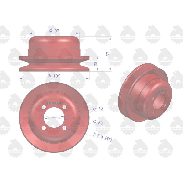 Koło pasowe pompy wody 950614 C-360 46/50-614/0 | Exvi