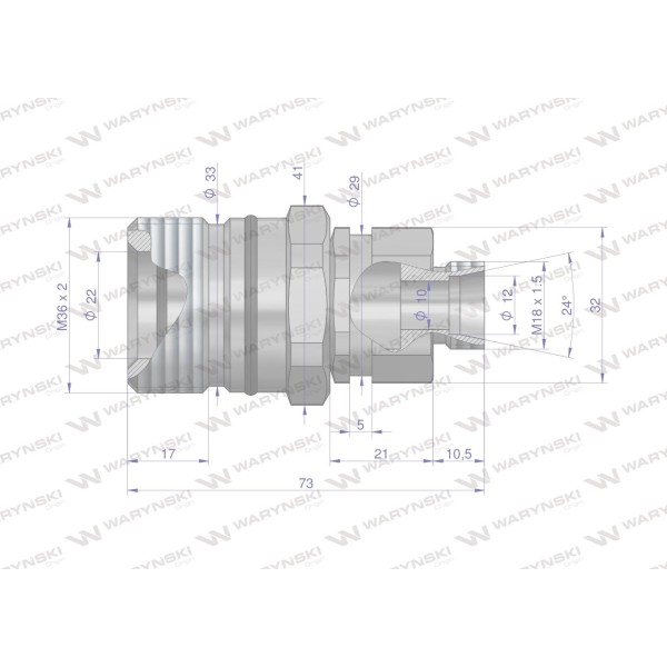 Szybkozłącze hydrauliczne skręcane gniazdo WDCVV18GZ | Exvi