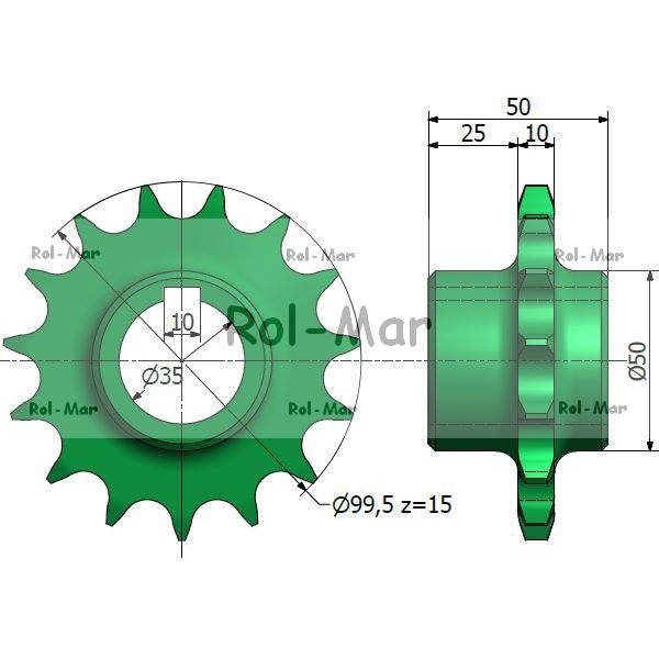 Koło łańcuchowe Z-15 fi 35 12B Bizon 5040020250 | Exvi