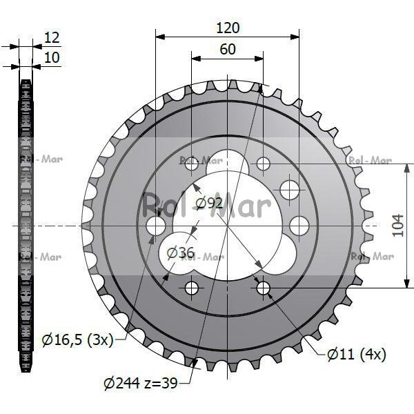 Koło łańcuchowe Z-39 12b Bizon 5040030320 | Exvi