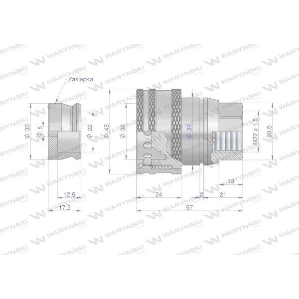 Szybkozłącze hamulcowe gniazdo M22x1.5 WSUH22GW | Exvi