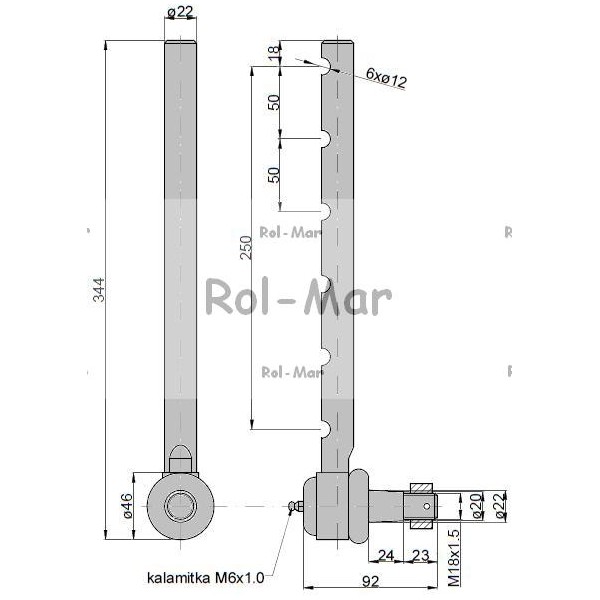 Przegub kierowniczy 330mm - 24mm AL37505 RM-AL37505 | Exvi