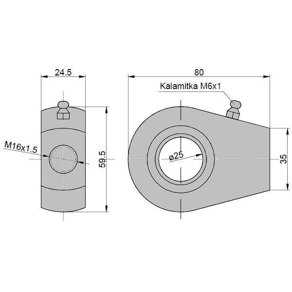 Ucho siłownika łożysko GE-25 KT2*40 5058996260 | Exvi