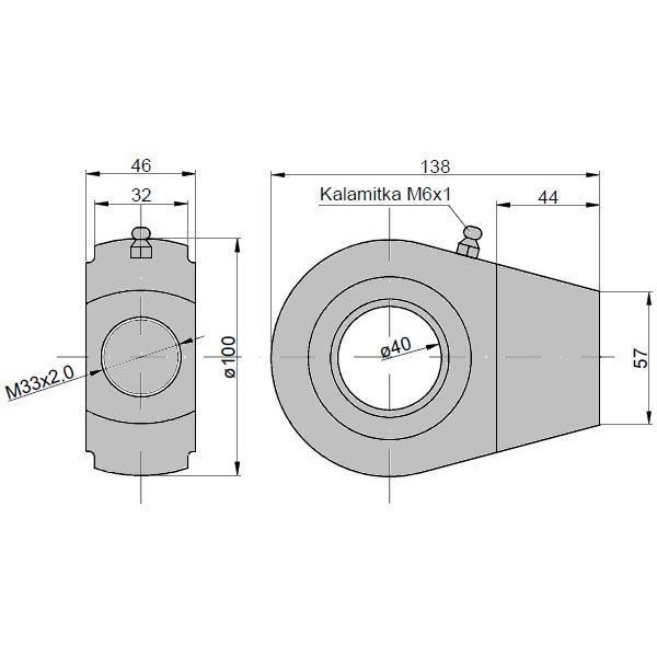 Ucho siłownika KT2.80 (UE2.80) łożysko GE40 UE2-80W | Exvi