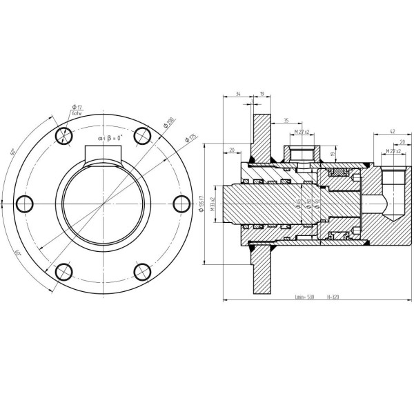 Cylinder ładowacza obrotu CJ5F80/45/320DGw Troll | Exvi