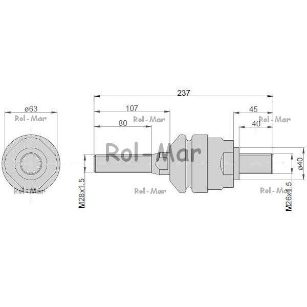Przegub kierowniczy 240mm - M28x1,5 RM-04401801 | Exvi