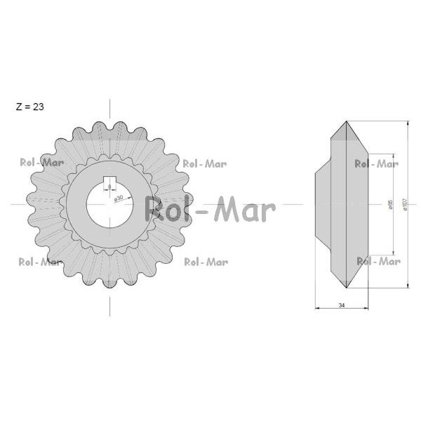 Koło zębate zębatka przekładni wysypu RM-6055871 | Exvi