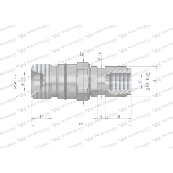 Szybkozłącze hydrauliczne skręcane gniazdo WDCVV14GW | Exvi