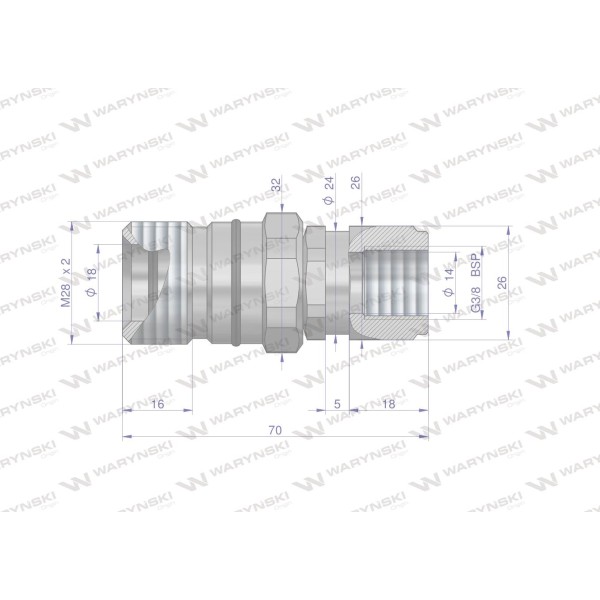Szybkozłącze hydrauliczne skręcane gniazdo WDCVV38GW | Exvi
