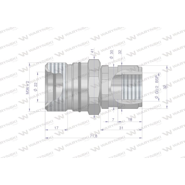 Szybkozłącze hydrauliczne skręcane gniazdo WDCVV12GW | Exvi