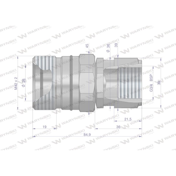 Szybkozłącze hydrauliczne skręcane gniazdo WDCVV34GW | Exvi