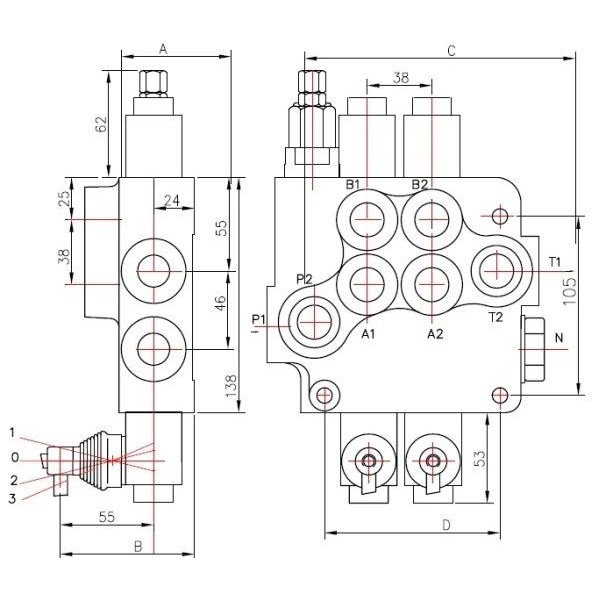 Rozdzielacz hydrauliczny ROZDZIELACZ5P80 | Exvi