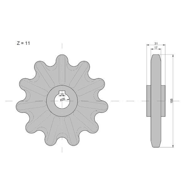 Koło zębate elewatora Z-11, O 26 mm Claas RM-7358961 | Exvi