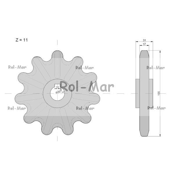 Koło zębate elewatora Z-11, O 26 mm Claas RM-7358961 | Exvi