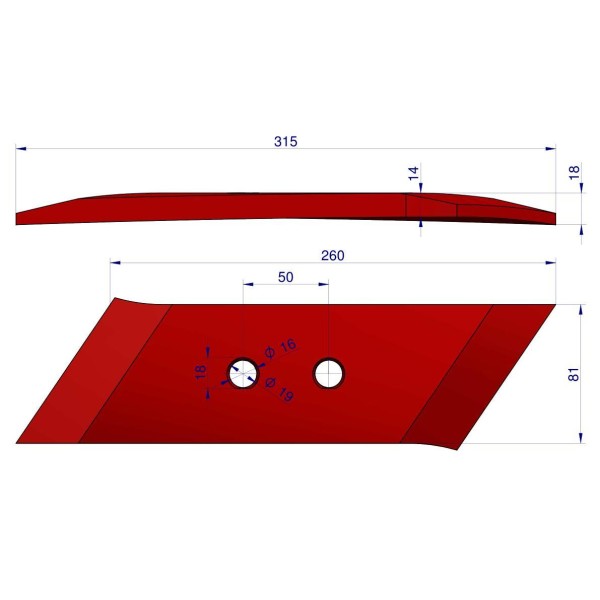 Dłuto prawe Pottinger Vulcan RM-930201250 | Exvi