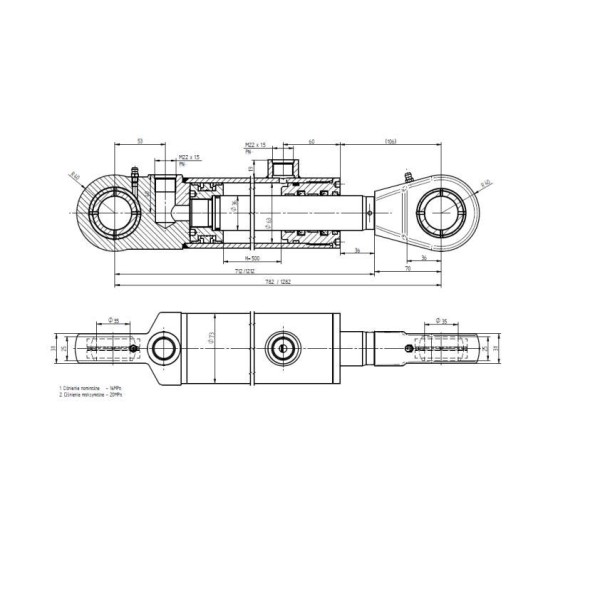 Cylinder hydrauliczny CJ2F-63/36-500Z CJ2F-6336500 | Exvi