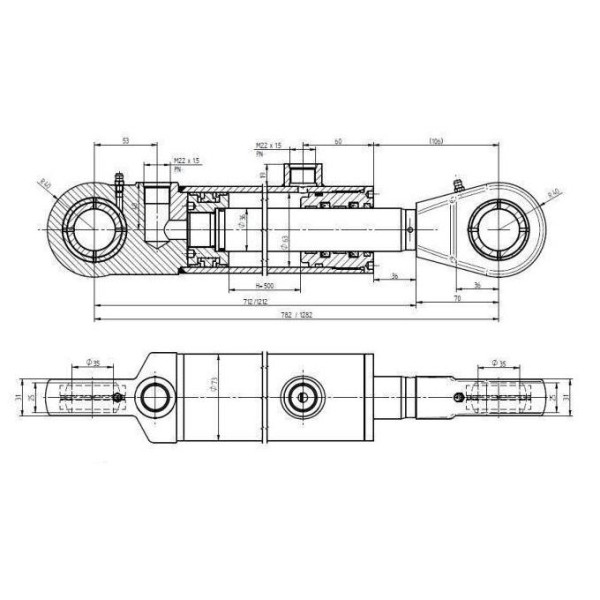 Cylinder hydrauliczny CJ2F-63/36-500Z CJ2F-6336500 | Exvi