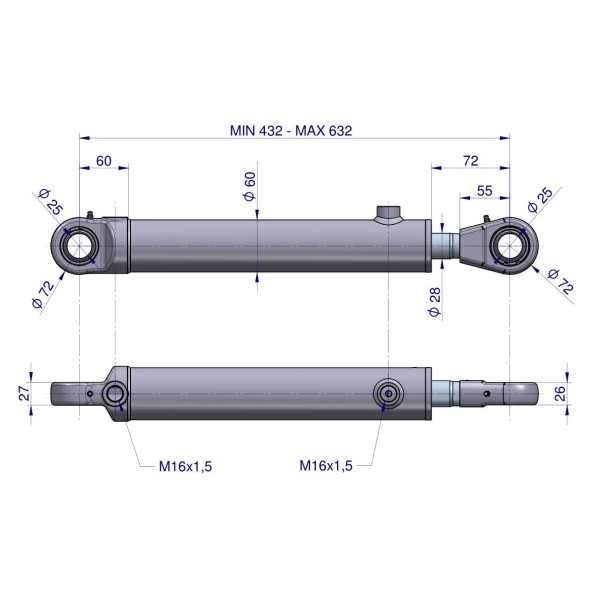 Cylinder hydrauliczny (siłownik) RM-CJF5028200 | Exvi