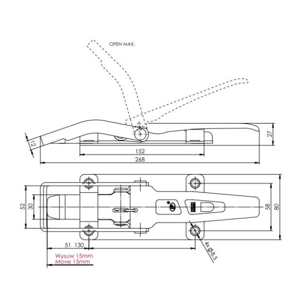 Spinacz zaczep do burt ZB-09A 1100kg RM-ZB-09A | Exvi