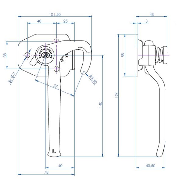 Spinacz zaczep do burt lewy nowy model RM-ZB-16-03 | Exvi