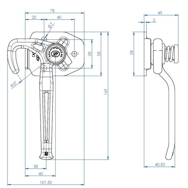 Spinacz zaczep do burt prawy nowy model RM-ZB-16-04 | Exvi