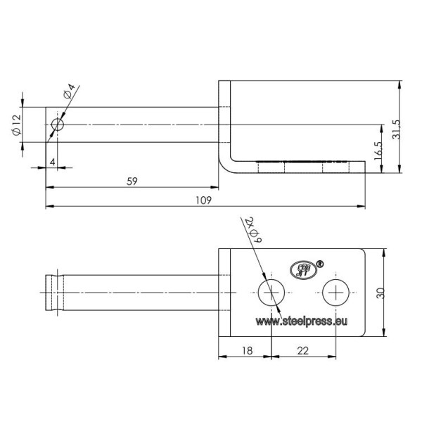 Uchwyt zawiasu UZ-01B fi 12 zastosowanie RM-UZ-01B | Exvi
