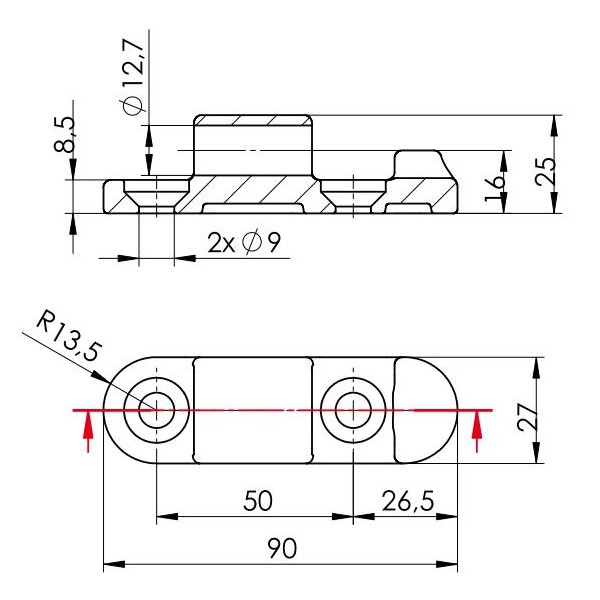 Uchwyt UR-90 rozłączny 90 zastosowanie RM-UR-90 | Exvi