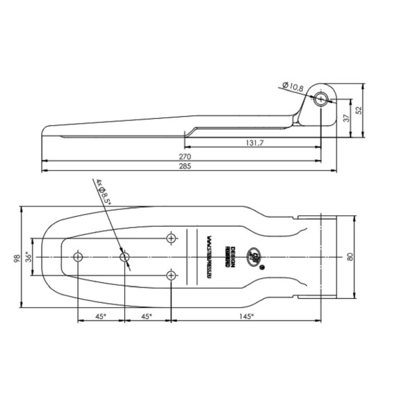 Zawias do zabudowy bez otworu RM-HB-01.270-01 | Exvi