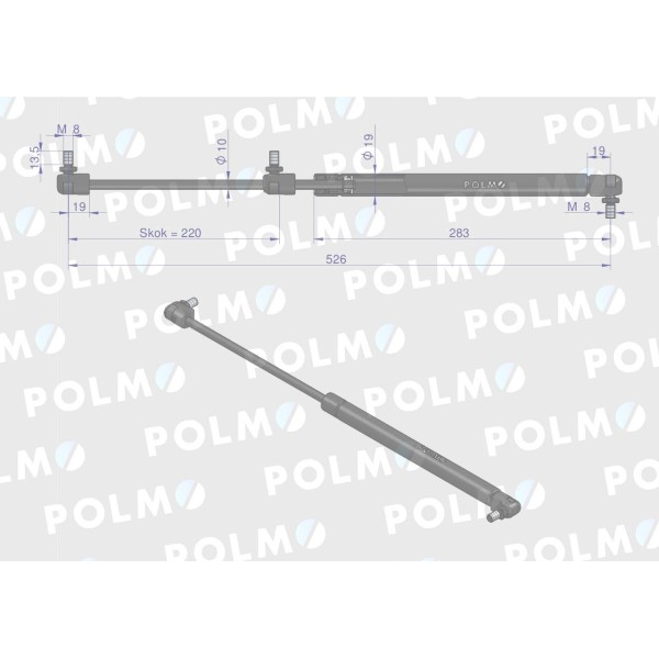 Siłownik L max. 526mm 4274843M1P MASSEY FERGUSON | Exvi