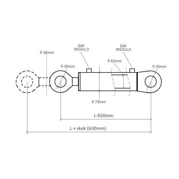 Cylinder hydrauliczny CJ2F-63/36-630Z CJ2F-6336630 | Exvi