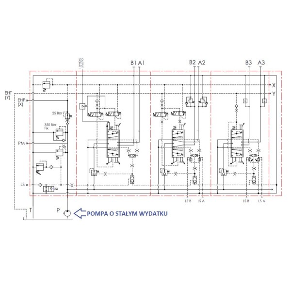 Rozdzielacz 4 sekcyjny. 80 l/min.. VALF-SPV125/12V | Exvi
