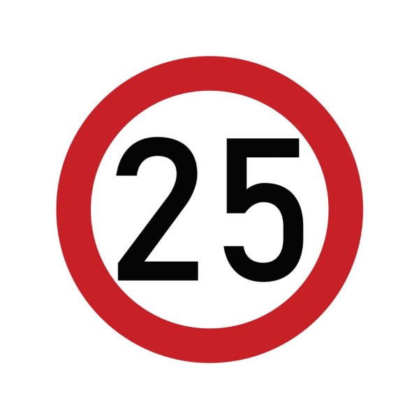 Naklejka laminowana limit prędkości 25 km/h TAB25 | Exvi