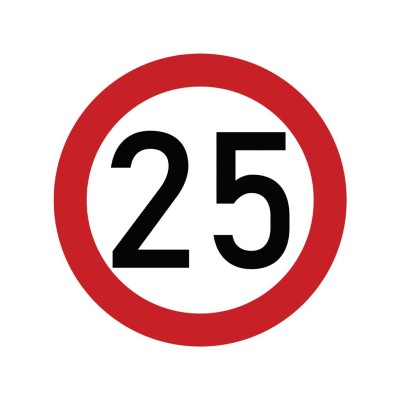 Naklejka laminowana limit prędkości 25 km/h TAB25 | Exvi