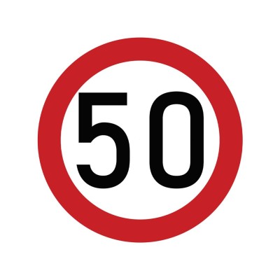 Naklejka laminowana limit prędkości 50 km/h TAB50 | Exvi