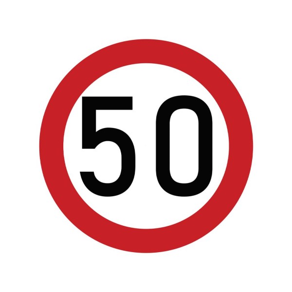 Naklejka laminowana limit prędkości 50 km/h TAB50 | Exvi