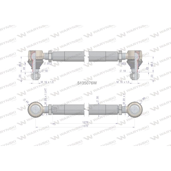 Drążek kierowniczy 1370mm 5135076 WARYŃSKI 5135076W | Exvi