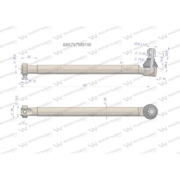 Przegub kierowniczy 397mm 886797M91 886797M91W | Exvi
