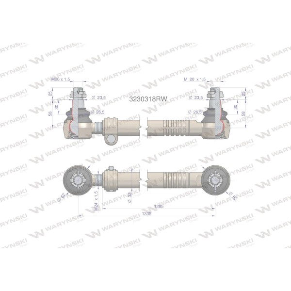 Drążek kierowniczy 1335mm 3230318R WARYŃSKI 3230318RW | Exvi