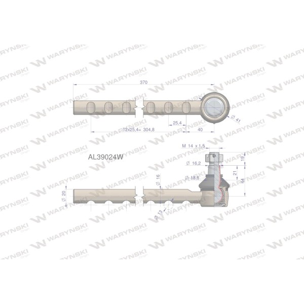 Przegub kierowniczy 370mm AL39024 WARYŃSKI AL39024W | Exvi