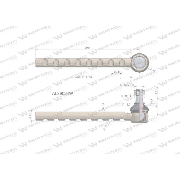 Przegub kierowniczy 240mm AL39019 WARYŃSKI AL39019W | Exvi