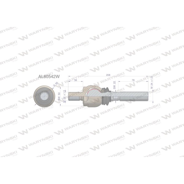 Przegub kierowniczy 208mm- M22x1,5 M24x1,5 AL80542W | Exvi