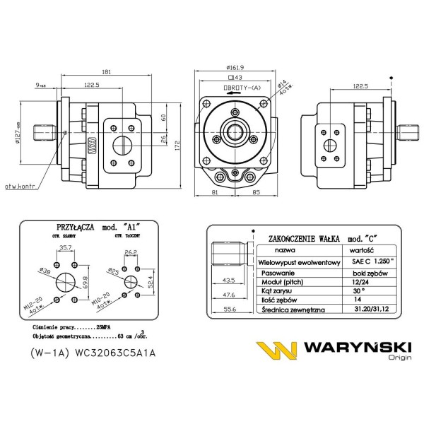 Pompa zębata W-001A WC32063C5A1A Ładowarka kołowa | Exvi