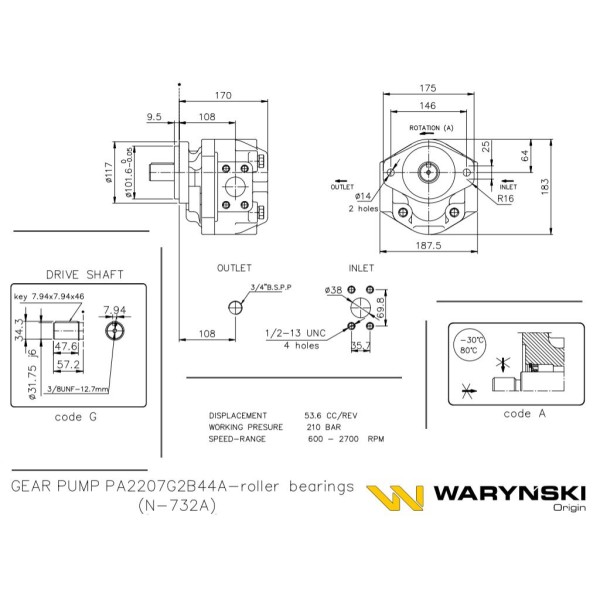 Pompa hydrauliczna N-732A PA2207G2B44A JCB | Exvi