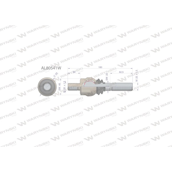 Przegub kierowniczy 180mm- M20x1,5 M22x1,5 AL80541W | Exvi