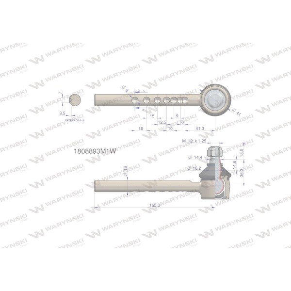 Przegub kierowniczy 165,3mm 1808893M1 1808893M1W | Exvi