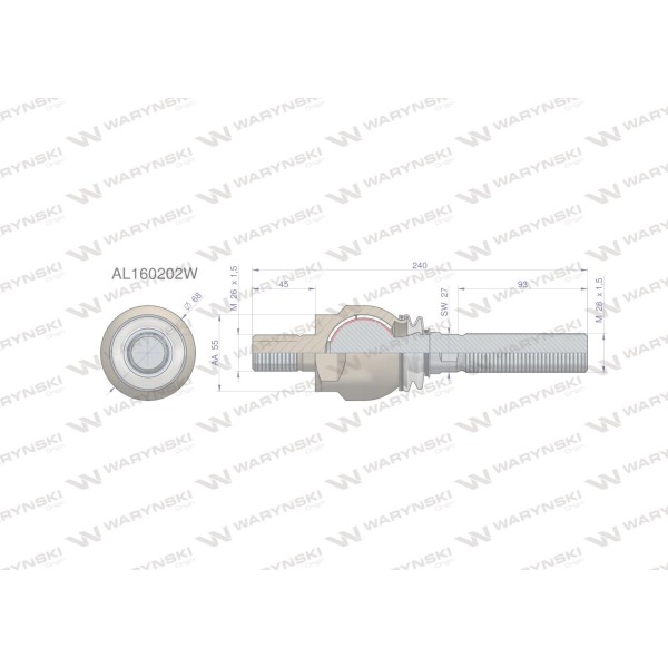 Przegub kierowniczy 240mm- M26x1,5 M28x1,5 AL160202W | Exvi